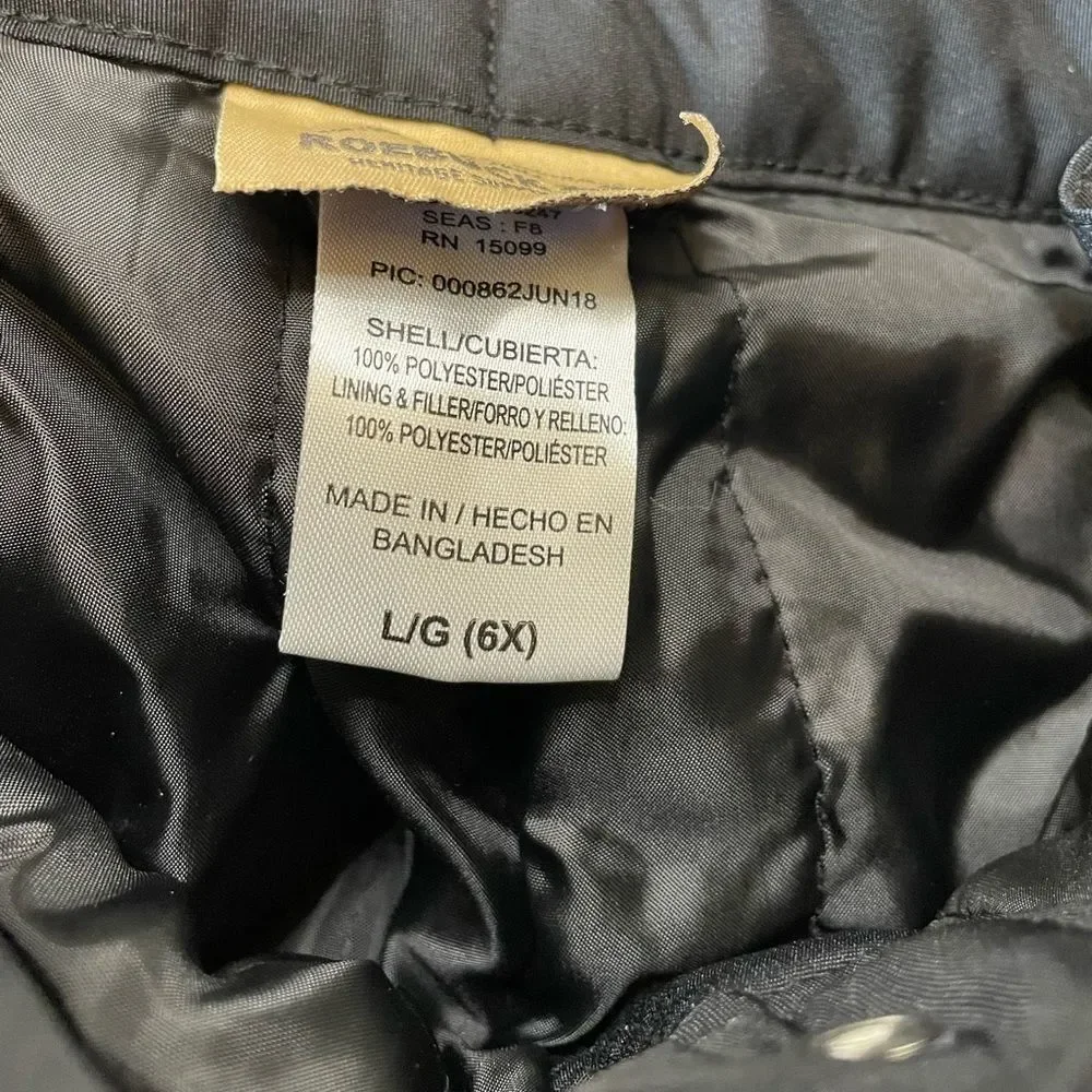 Boys Roebuck & Co. size large(6X) black snow pants